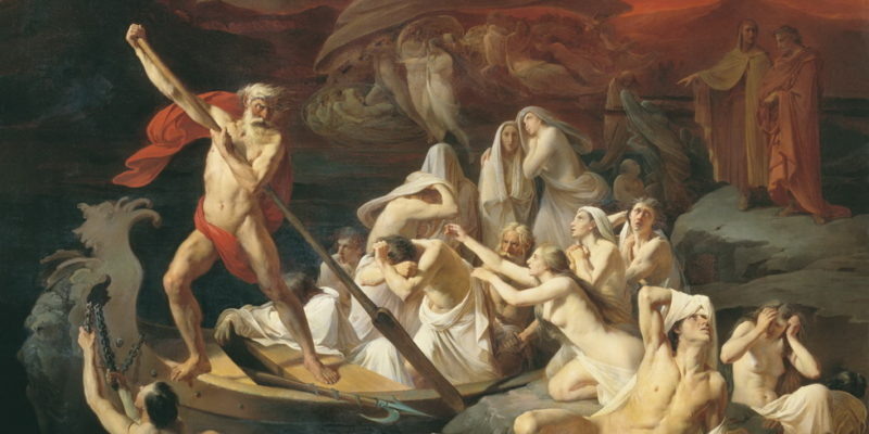 Charon faisant traverser le fleuve Styx par Alexander Dmitrievich Litovchenko (1835 - 1890) - musée de St Petersbourg - Mythologie romaine Voyage